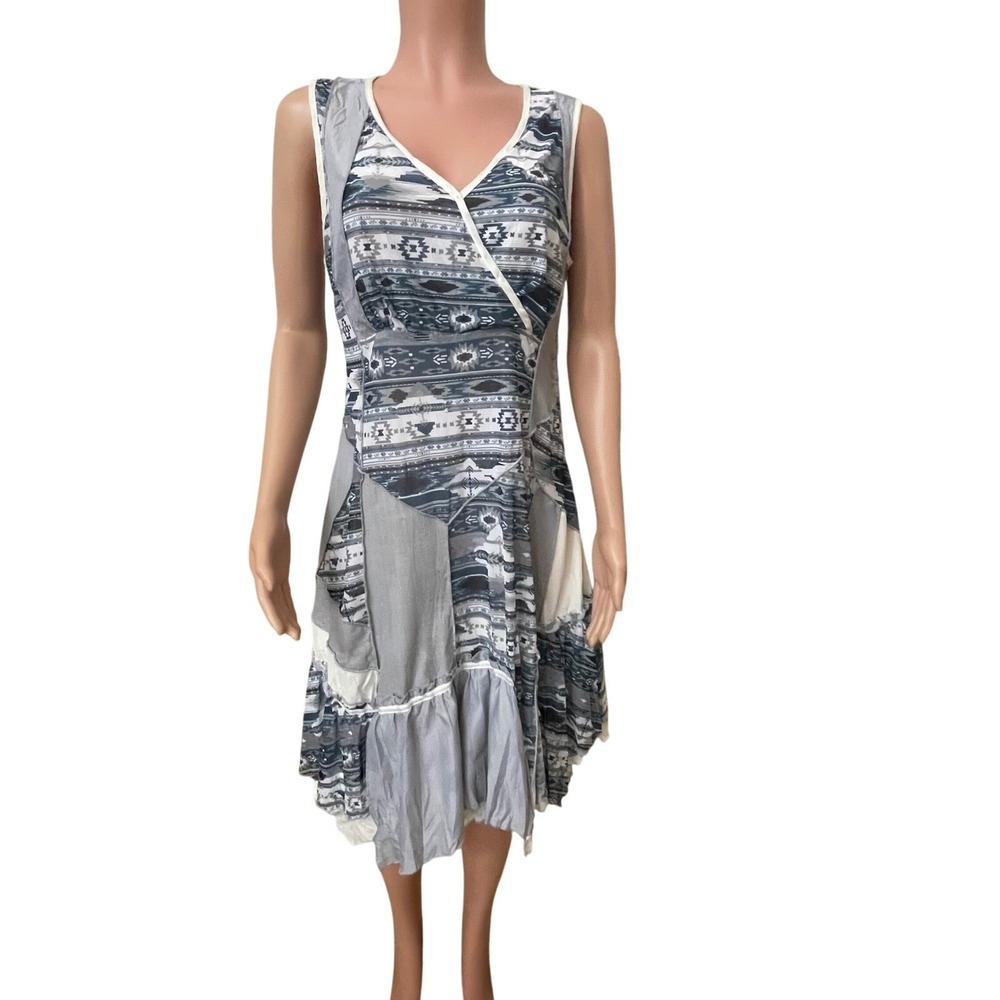 C'Fait Pour Vous Paris Abstract Layered Asymmetrical Dress SZ. 2, stretchy, blue